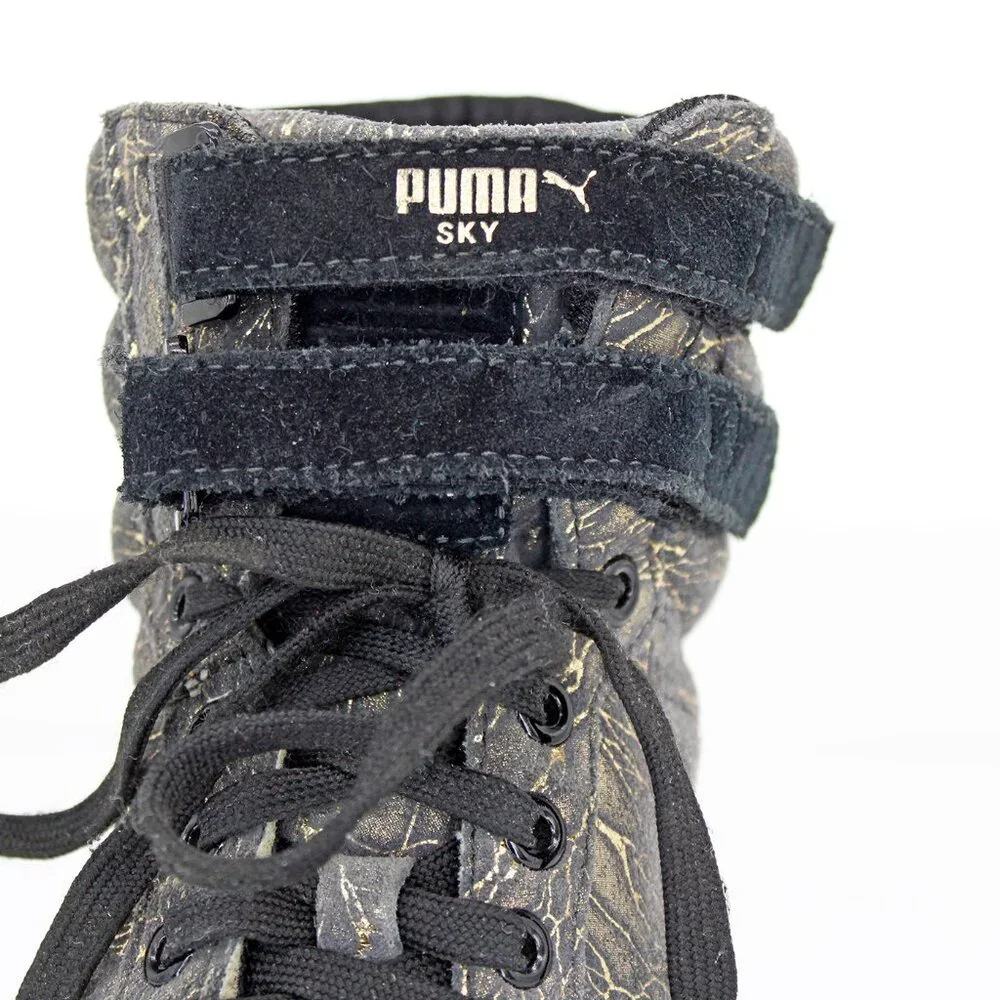 Puma Sky Wedge Gray/Gold Thread Iridescent Womens High Top Sneakers: Size 9.5 - Picture 7 of 9